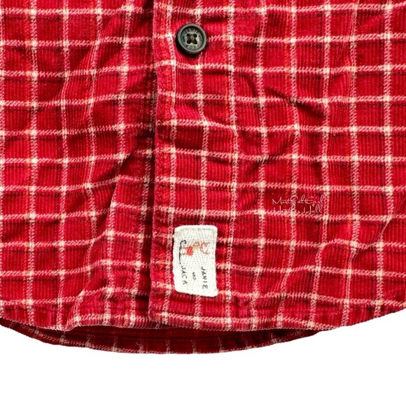 Janie & Jack Burgundy Checkered Cotton Thin Corduroy Button-Up Shirt Size 4T - Picture 3 of 4